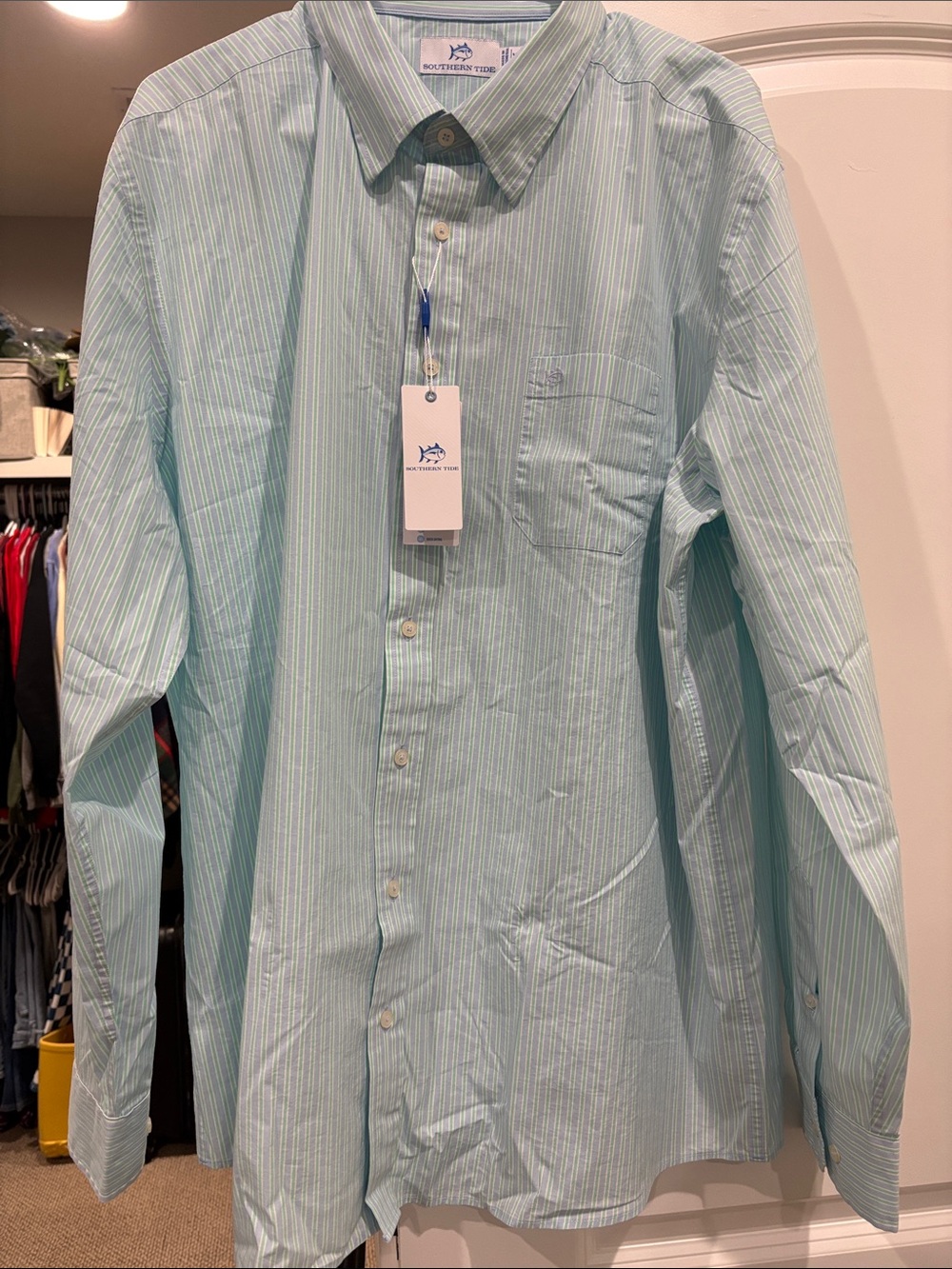 Southern Tide Men’s Mint Green Stripe Button-Down Shirt